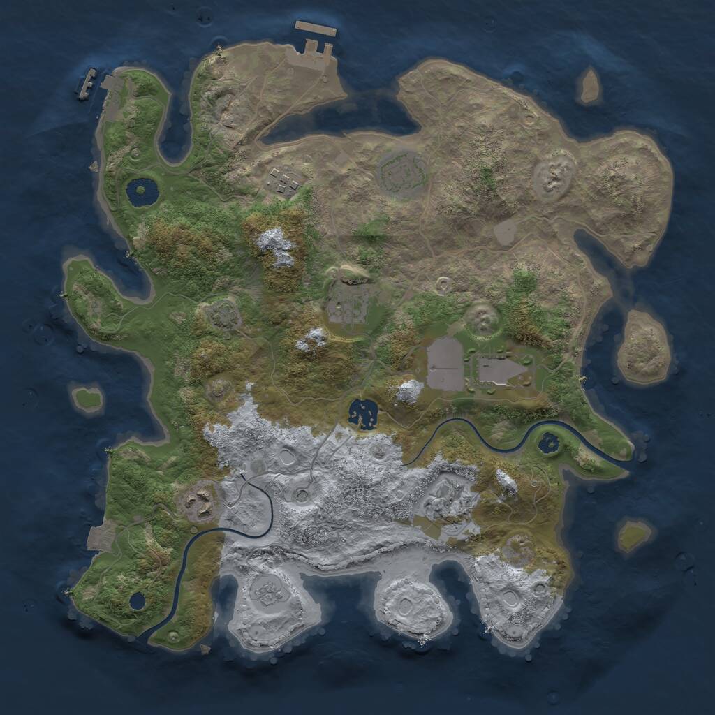 Rust Map: Procedural Map, Size: 3500, Seed: 15454041, 13 Monuments