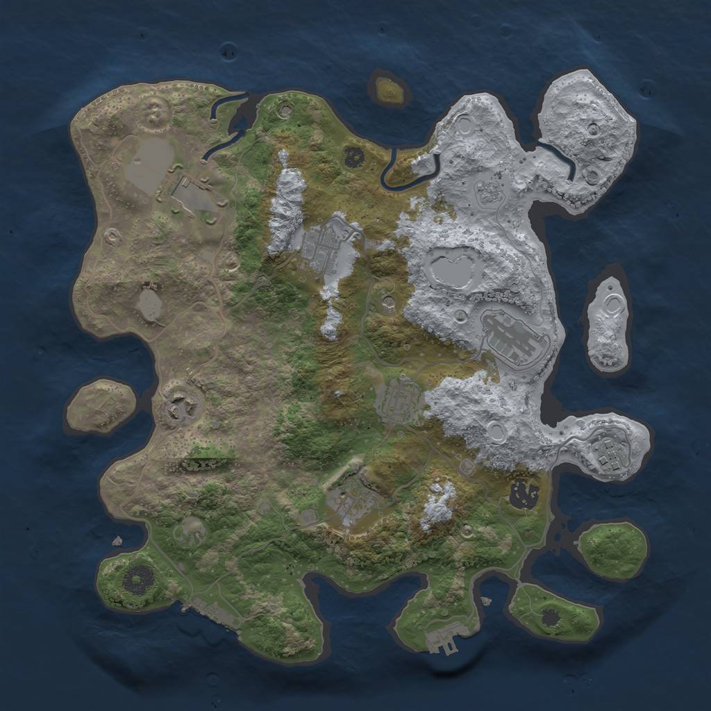 Rust Map: Procedural Map, Size: 3500, Seed: 80878996, 17 Monuments
