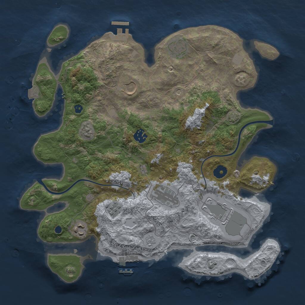 Rust Map: Procedural Map, Size: 3500, Seed: 69904631, 13 Monuments