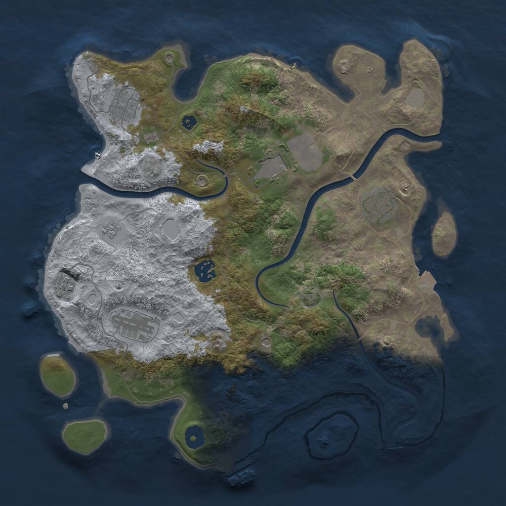 Rust Map: Procedural Map, Size: 3500, Seed: 23718643, 11 Monuments