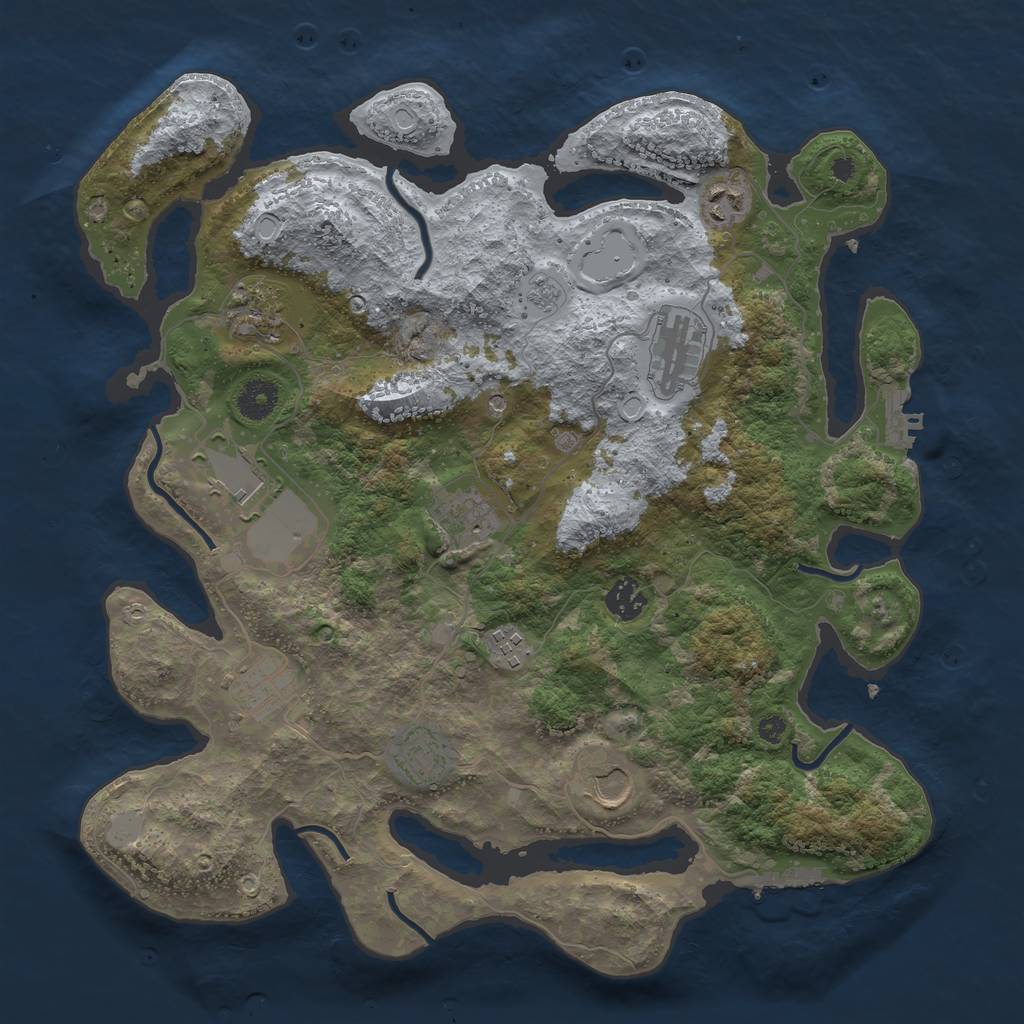 Rust Map: Procedural Map, Size: 3800, Seed: 1915698615, 19 Monuments