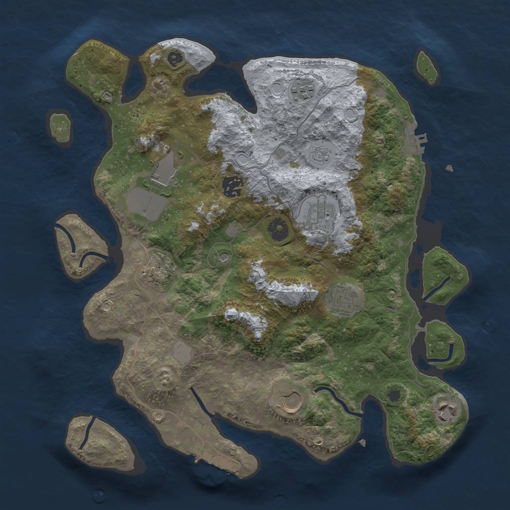 Rust Map: Procedural Map, Size: 3500, Seed: 81753664, 15 Monuments