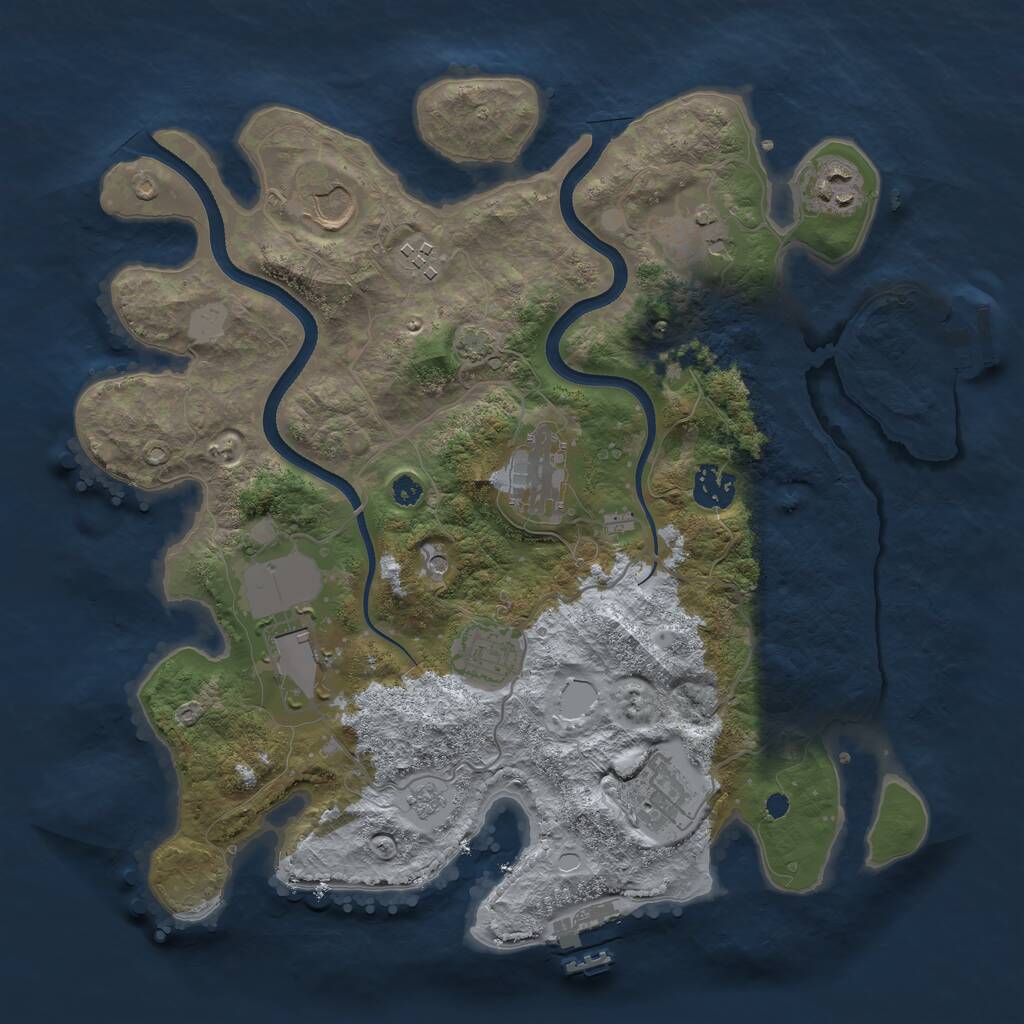 Rust Map: Procedural Map, Size: 3500, Seed: 24133714, 15 Monuments