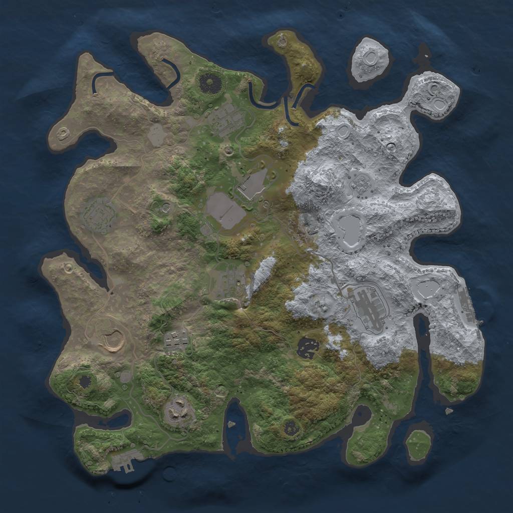 Rust Map: Procedural Map, Size: 3500, Seed: 73352990, 18 Monuments