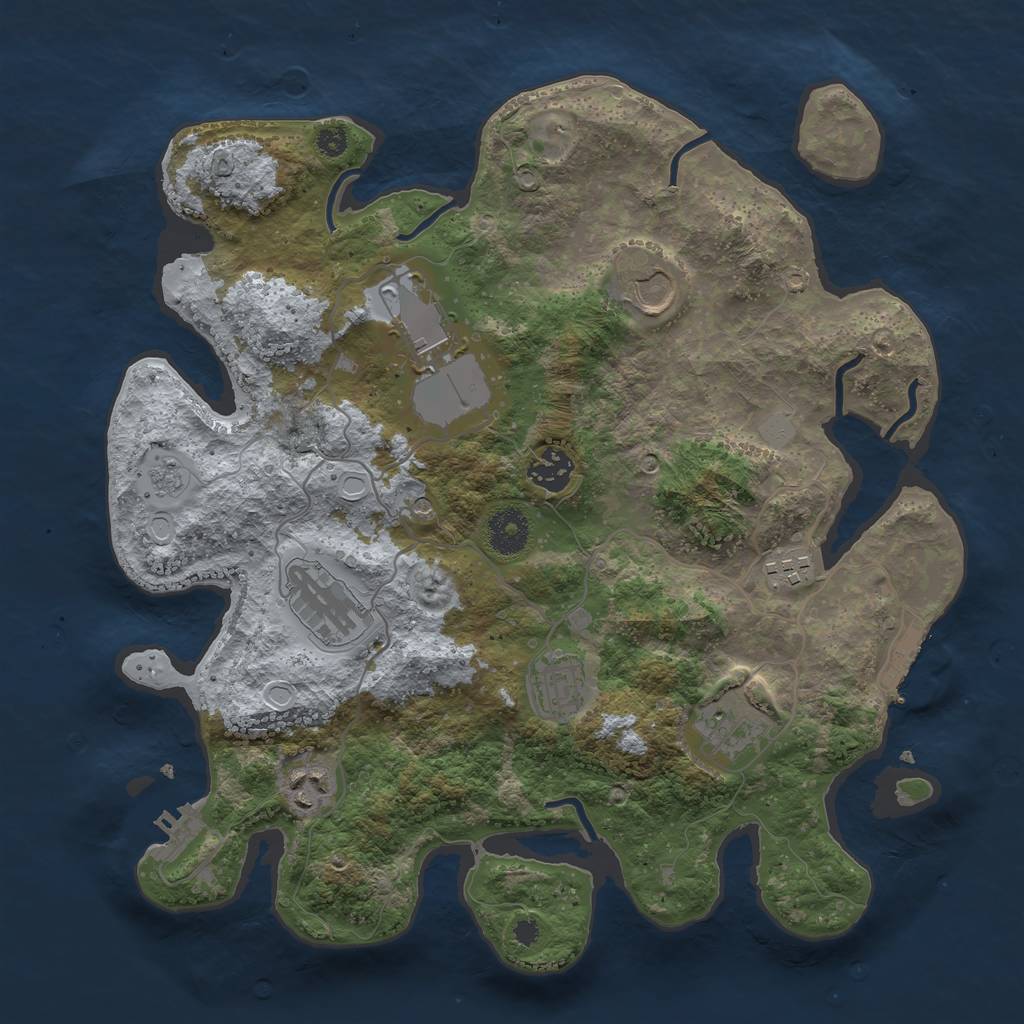 Rust Map: Procedural Map, Size: 3500, Seed: 58085933, 15 Monuments