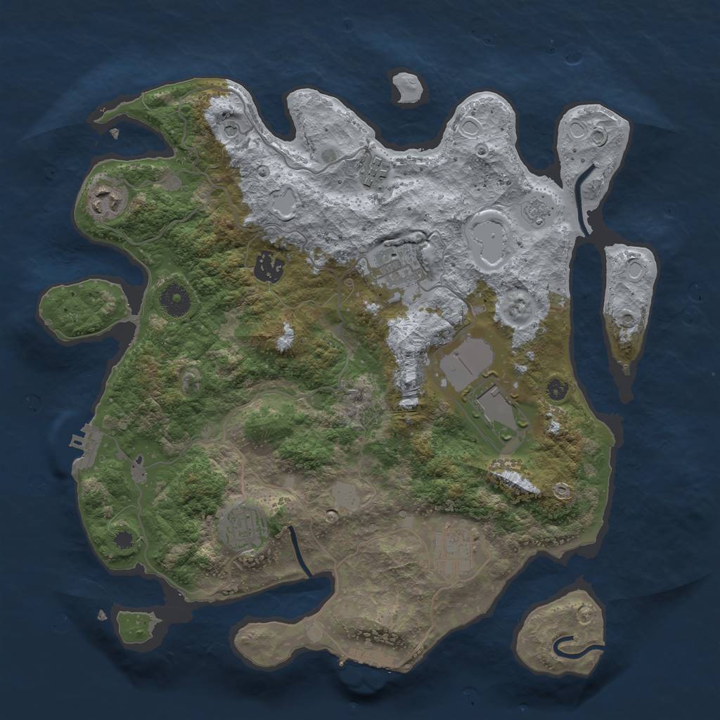 Rust Map: Procedural Map, Size: 3500, Seed: 97399033, 16 Monuments