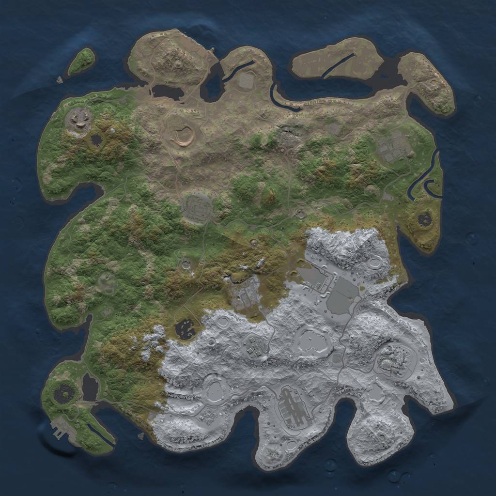 Rust Map: Procedural Map, Size: 3700, Seed: 758, 19 Monuments