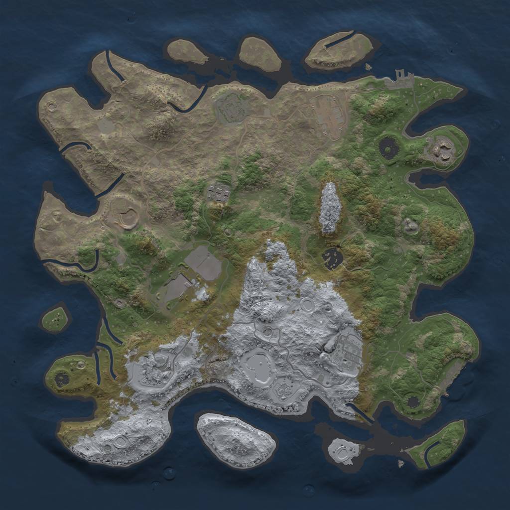 Rust Map: Procedural Map, Size: 3700, Seed: 436, 18 Monuments