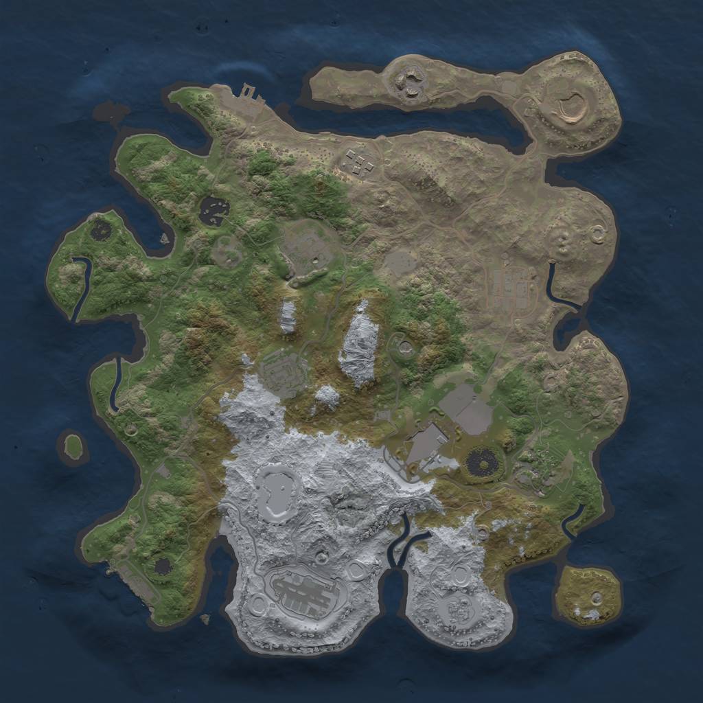 Rust Map: Procedural Map, Size: 3500, Seed: 15969949, 19 Monuments