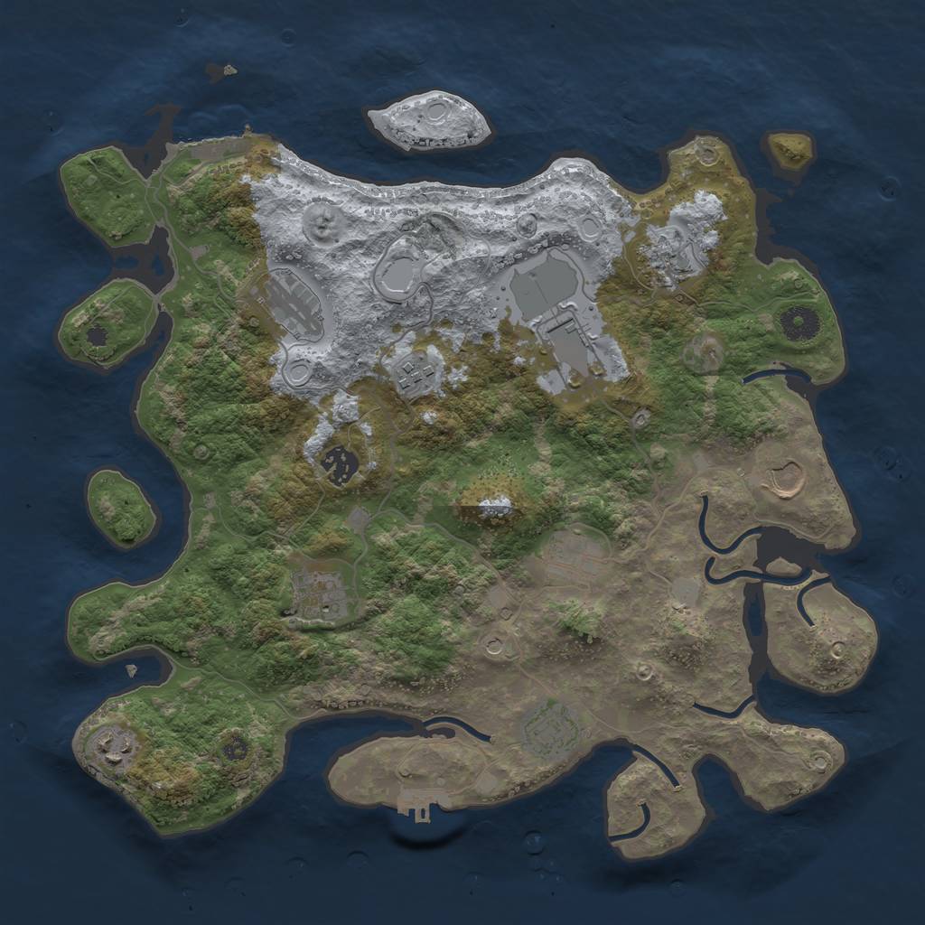 Rust Map: Procedural Map, Size: 3750, Seed: 101549323, 18 Monuments