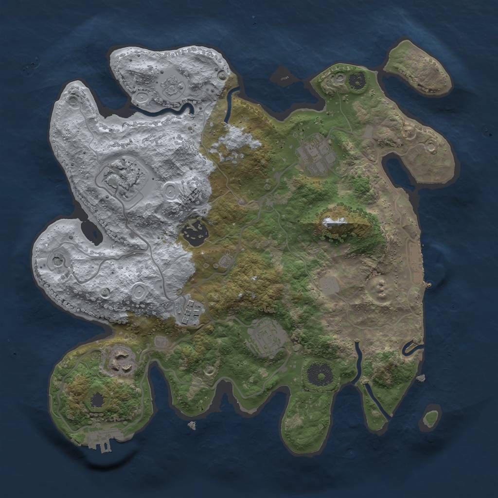 Rust Map: Procedural Map, Size: 3000, Seed: 2450664, 15 Monuments