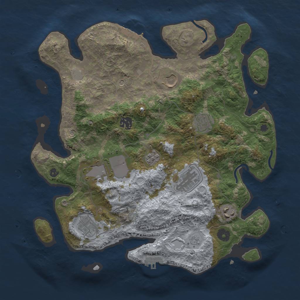 Rust Map: Procedural Map, Size: 3500, Seed: 47669717, 17 Monuments