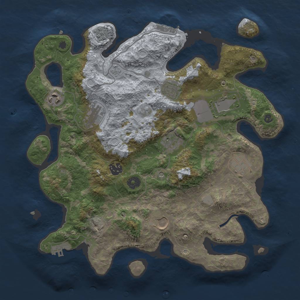 Rust Map: Procedural Map, Size: 3500, Seed: 8885416, 18 Monuments