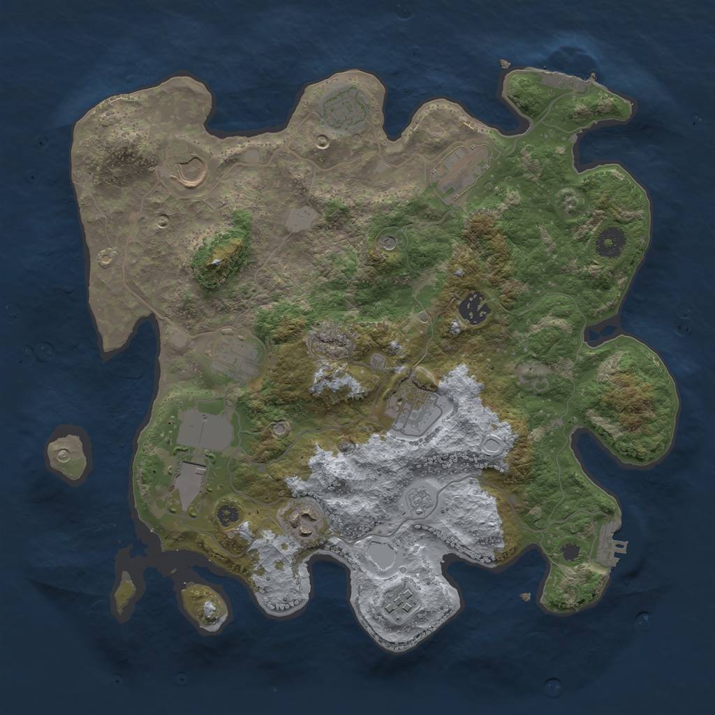 Rust Map: Procedural Map, Size: 3500, Seed: 97009916, 18 Monuments