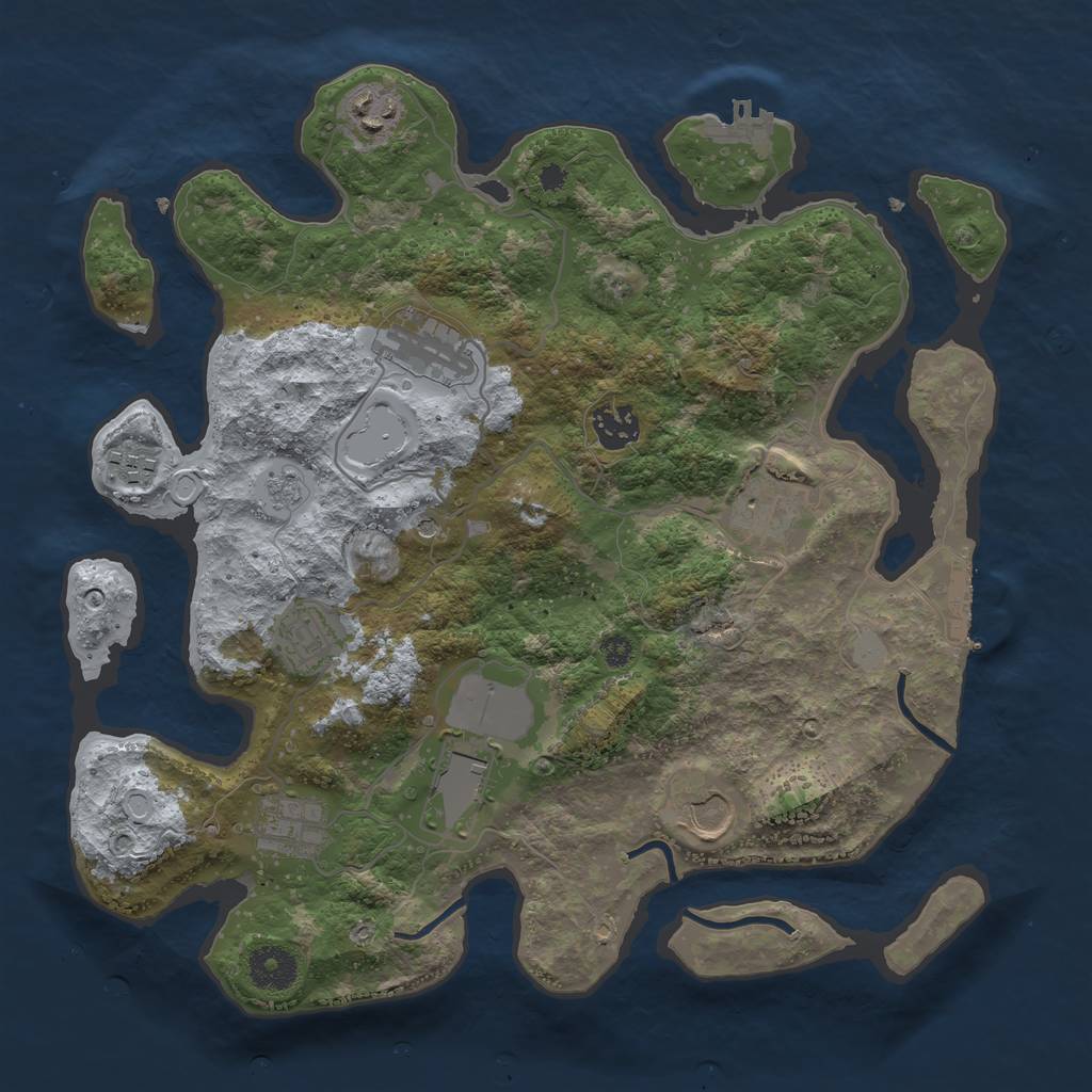Rust Map: Procedural Map, Size: 3500, Seed: 2643411, 18 Monuments