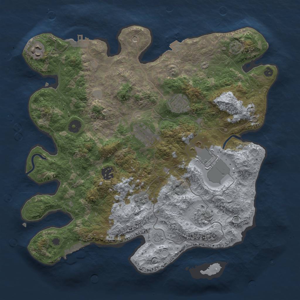 Rust Map: Procedural Map, Size: 3500, Seed: 16762912, 15 Monuments