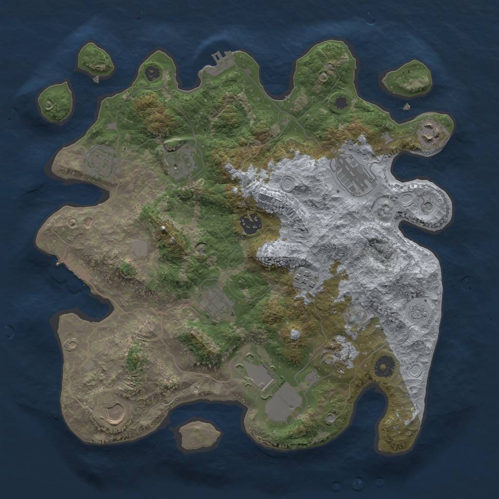 Rust Map: Procedural Map, Size: 3500, Seed: 1421312664, 19 Monuments