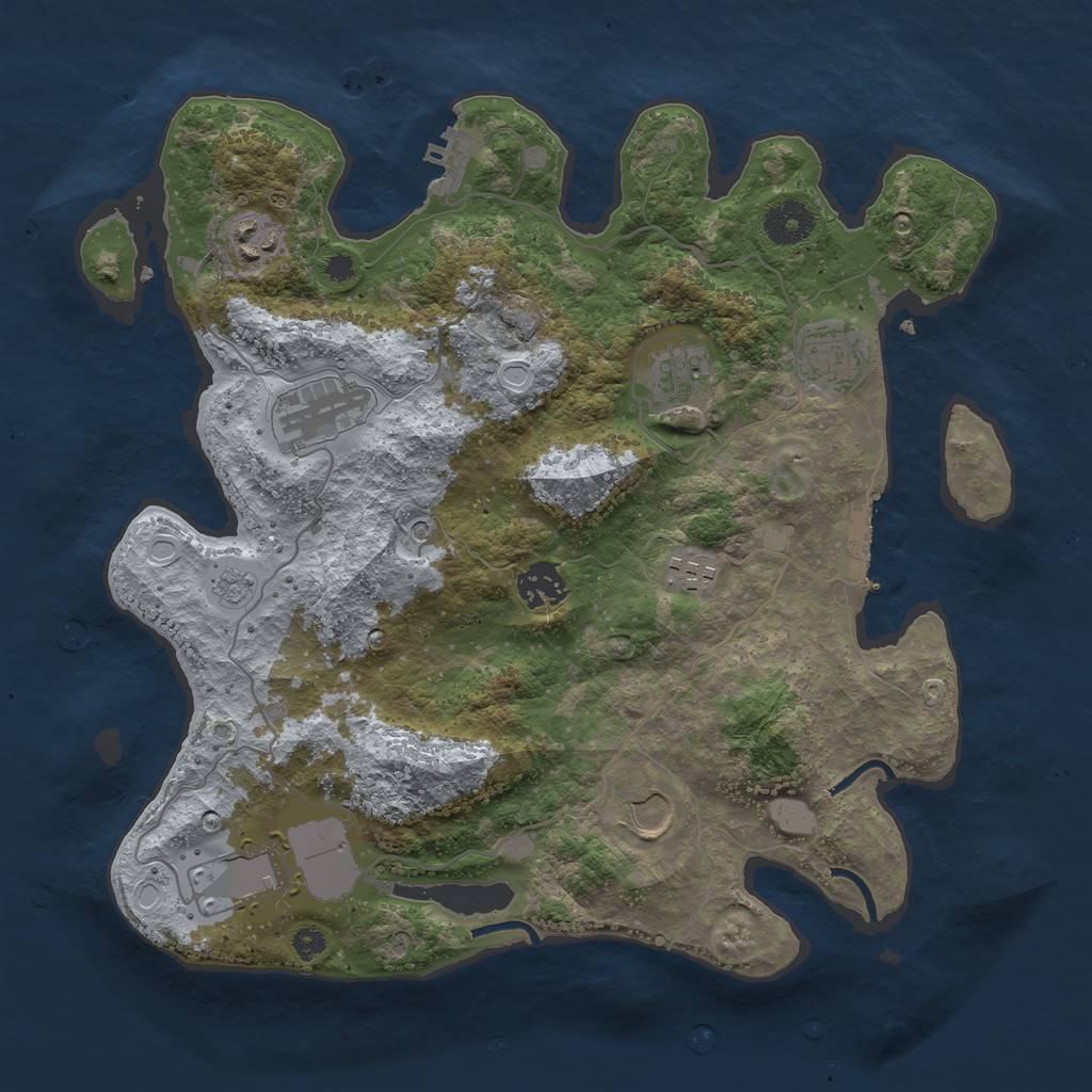 Rust Map: Procedural Map, Size: 3500, Seed: 71329909, 17 Monuments