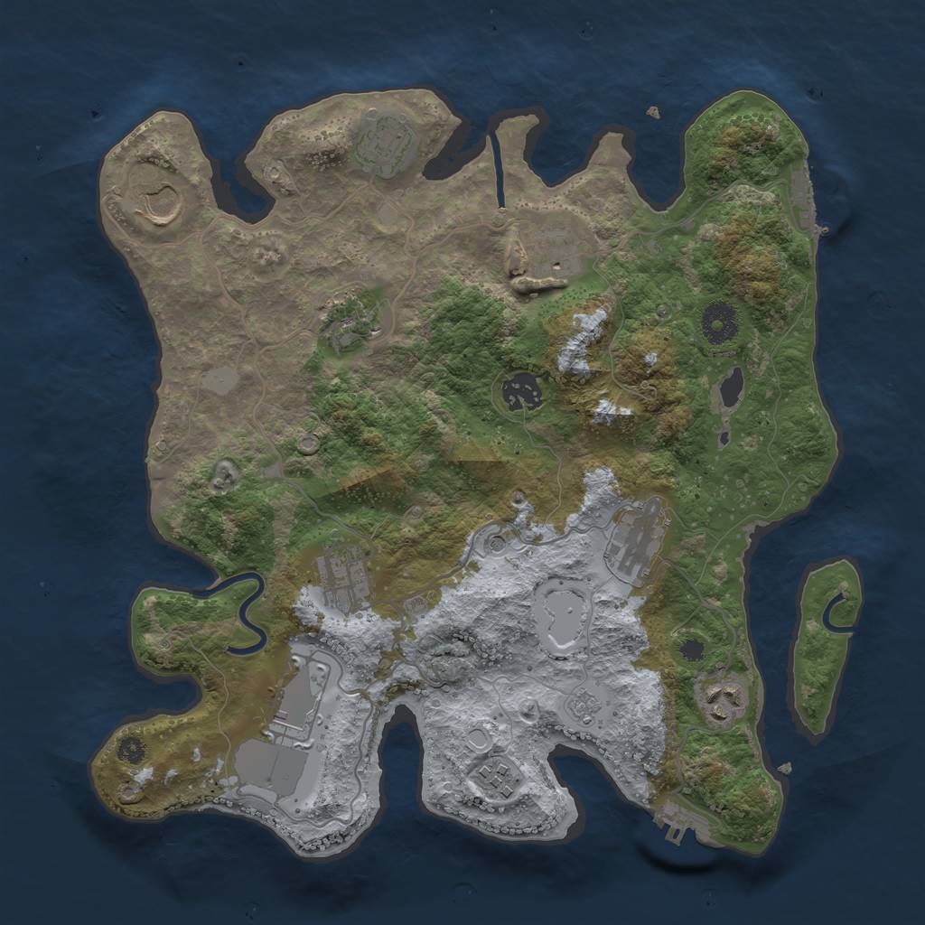 Rust Map: Procedural Map, Size: 3500, Seed: 47567354, 19 Monuments