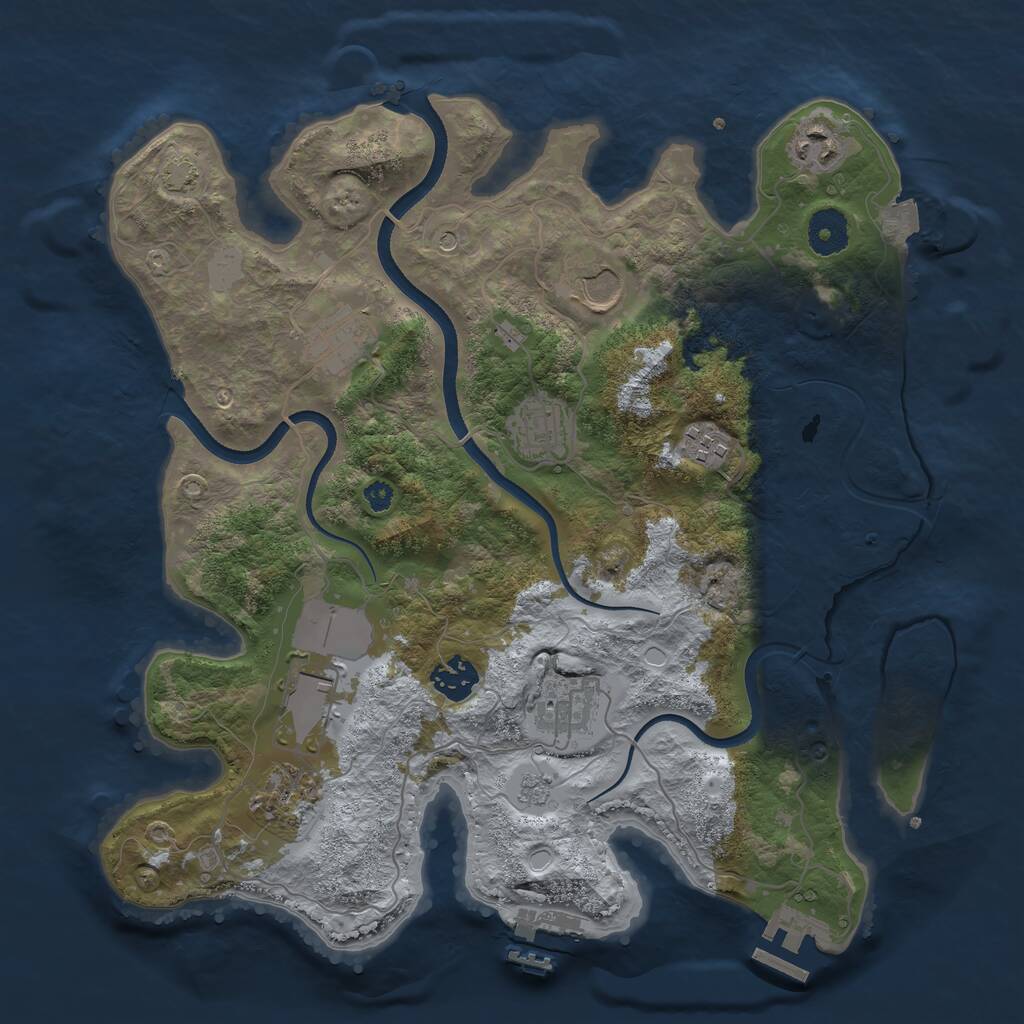 Rust Map: Procedural Map, Size: 3500, Seed: 47567354, 15 Monuments