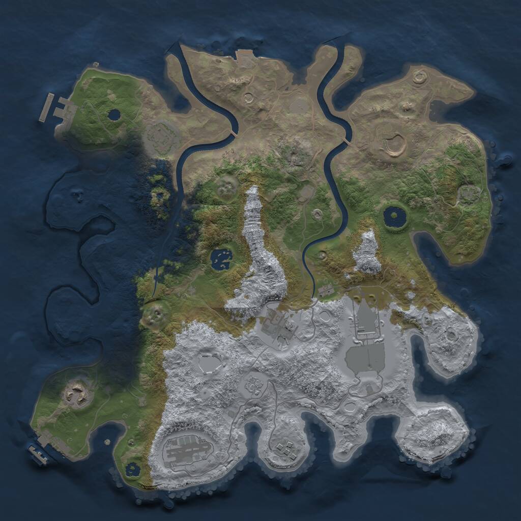 Rust Map: Procedural Map, Size: 3500, Seed: 1354219927, 14 Monuments