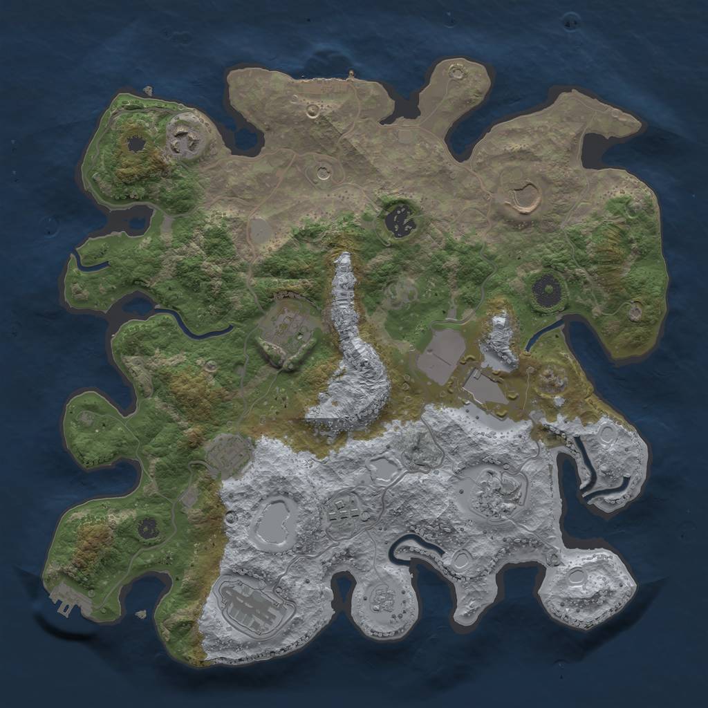 Rust Map: Procedural Map, Size: 3500, Seed: 1354219927, 18 Monuments