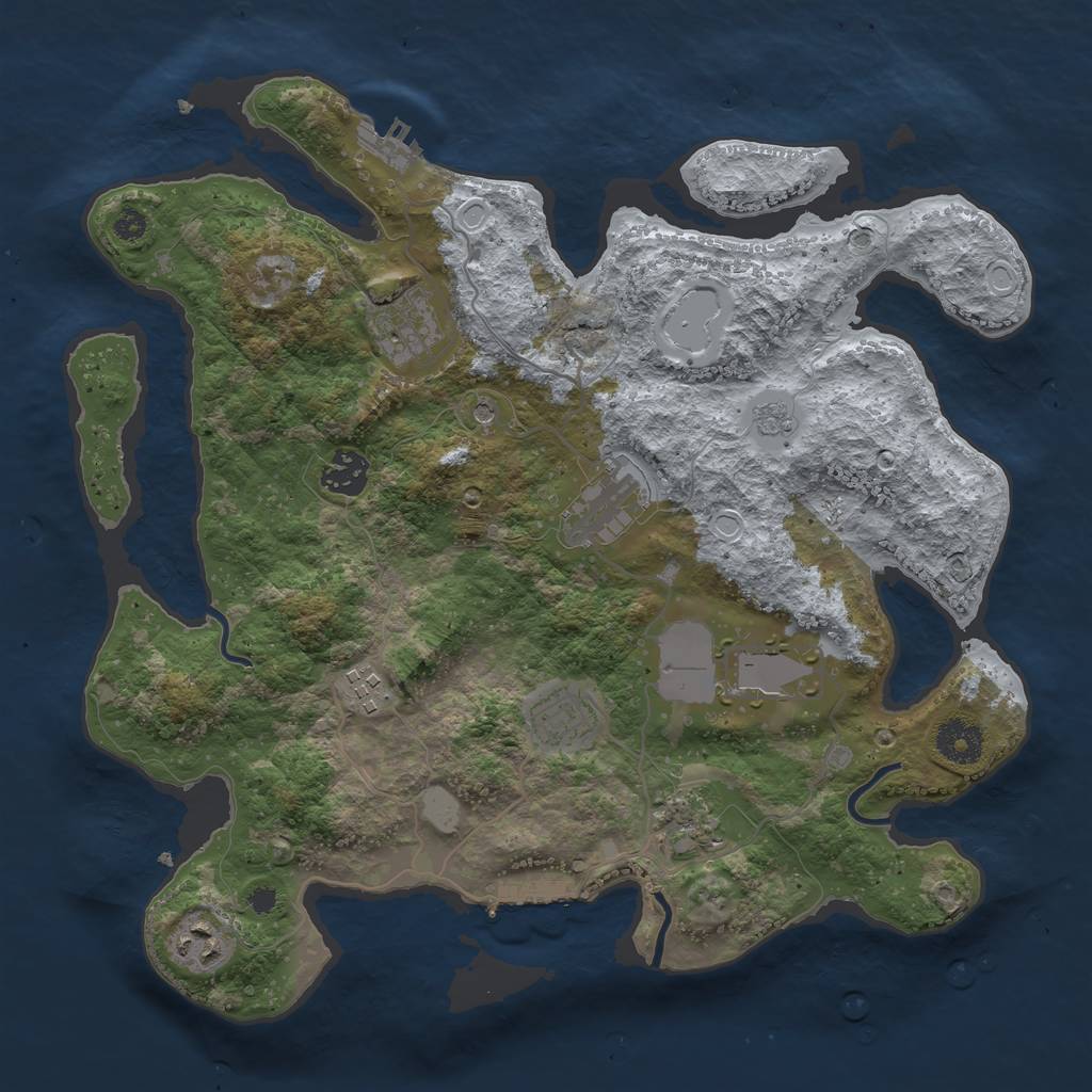 Rust Map: Procedural Map, Size: 3500, Seed: 2128715062, 17 Monuments