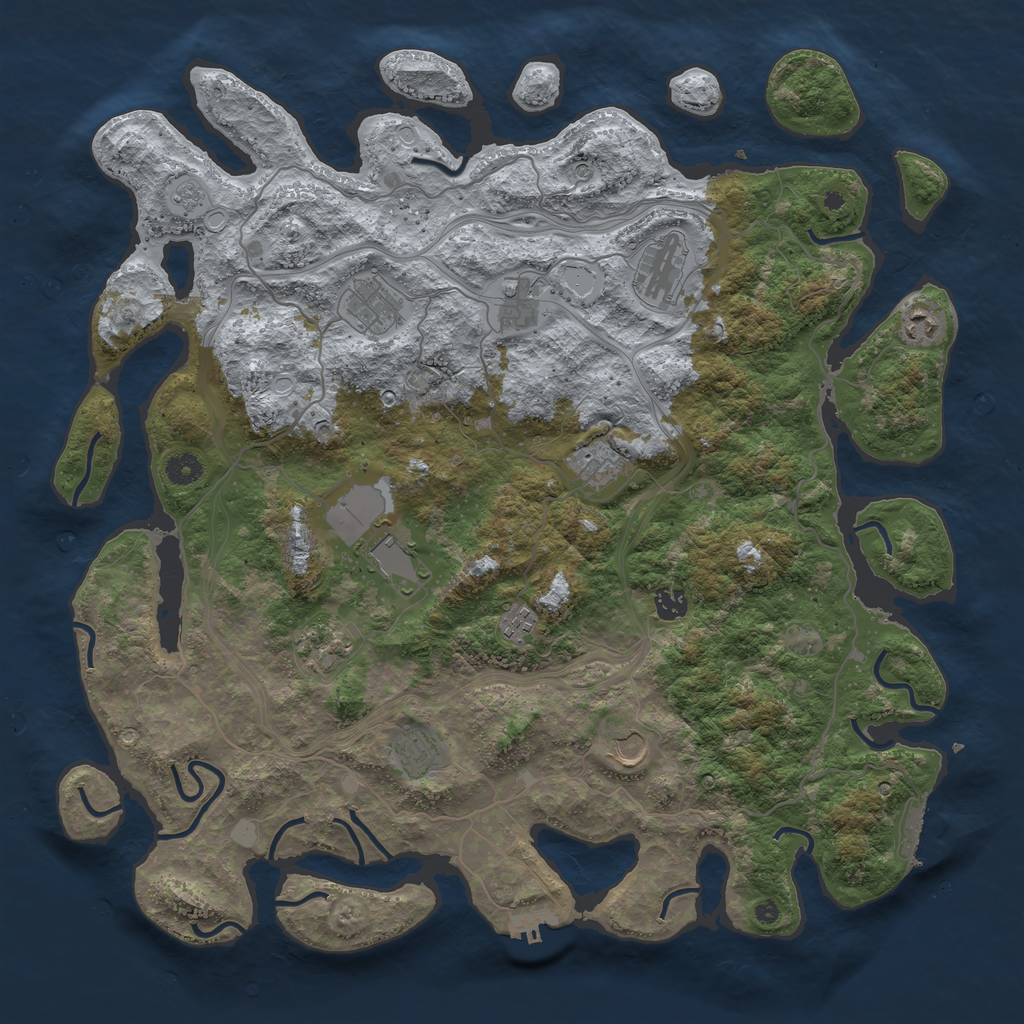 Rust Map: Procedural Map, Size: 4500, Seed: 509409473, 20 Monuments