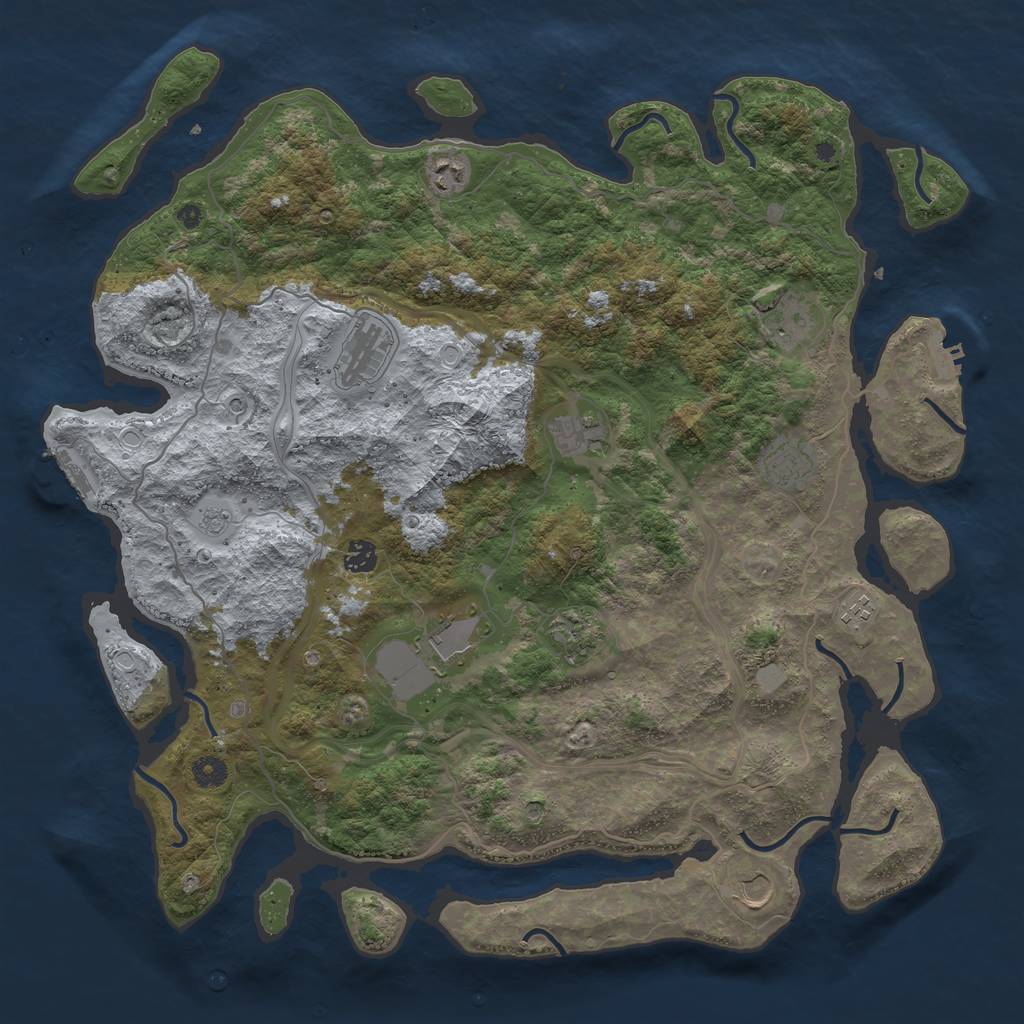 Rust Map: Procedural Map, Size: 4500, Seed: 5826, 19 Monuments