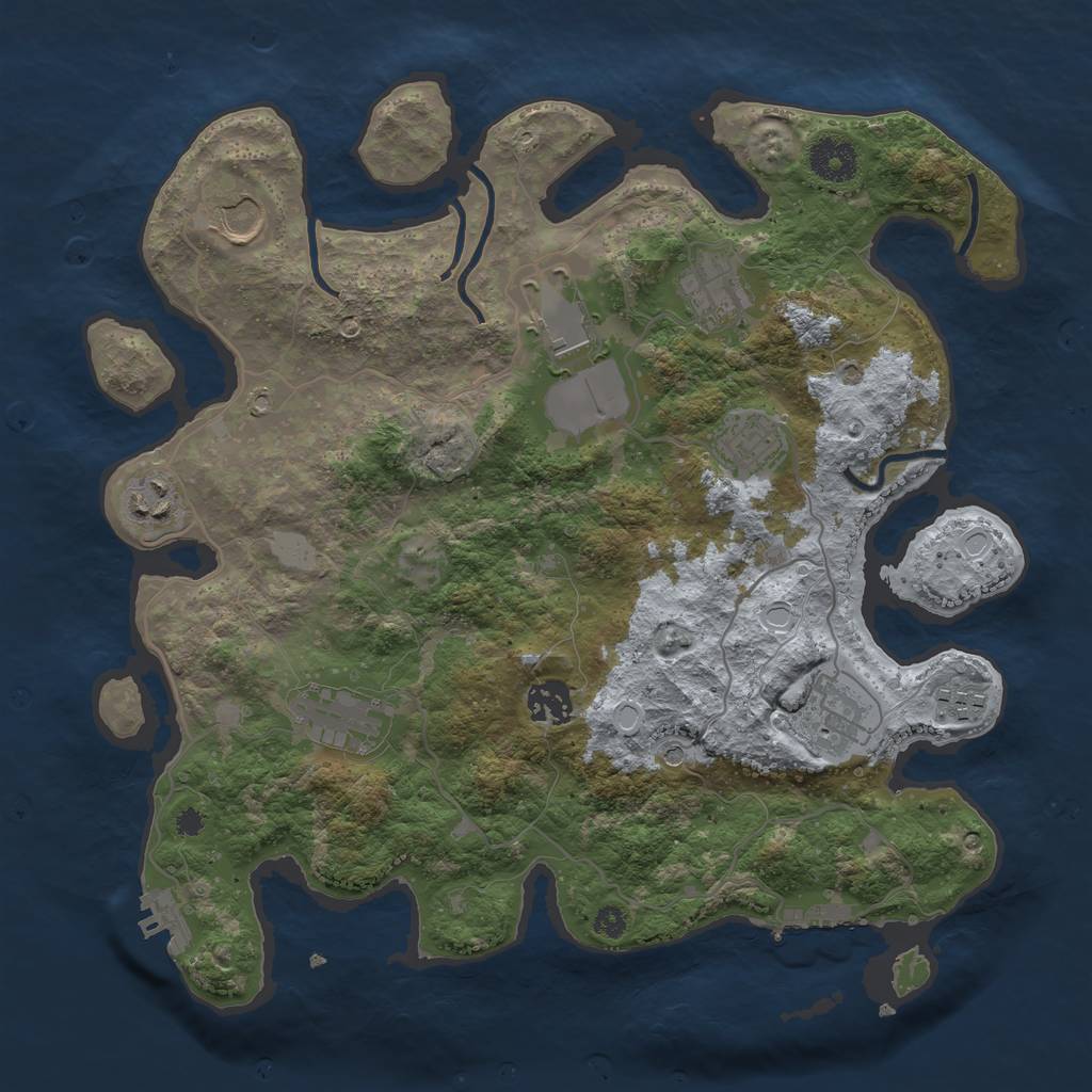 Rust Map: Procedural Map, Size: 3500, Seed: 97091967, 17 Monuments