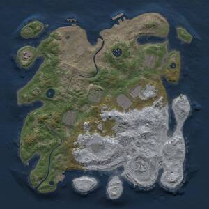 Thumbnail Rust Map: Procedural Map, Size: 3500, Seed: 879401911, 13 Monuments