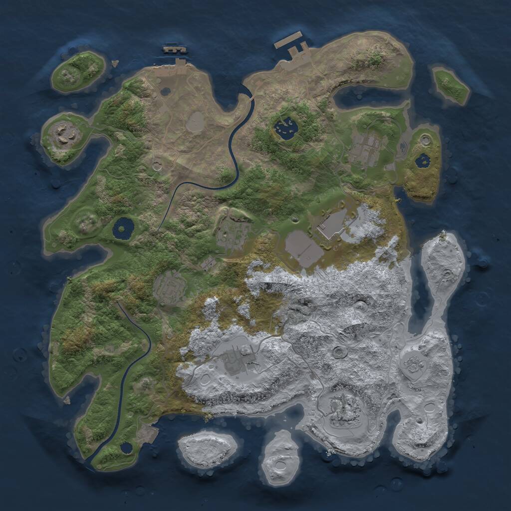 Rust Map: Procedural Map, Size: 3500, Seed: 879401911, 13 Monuments