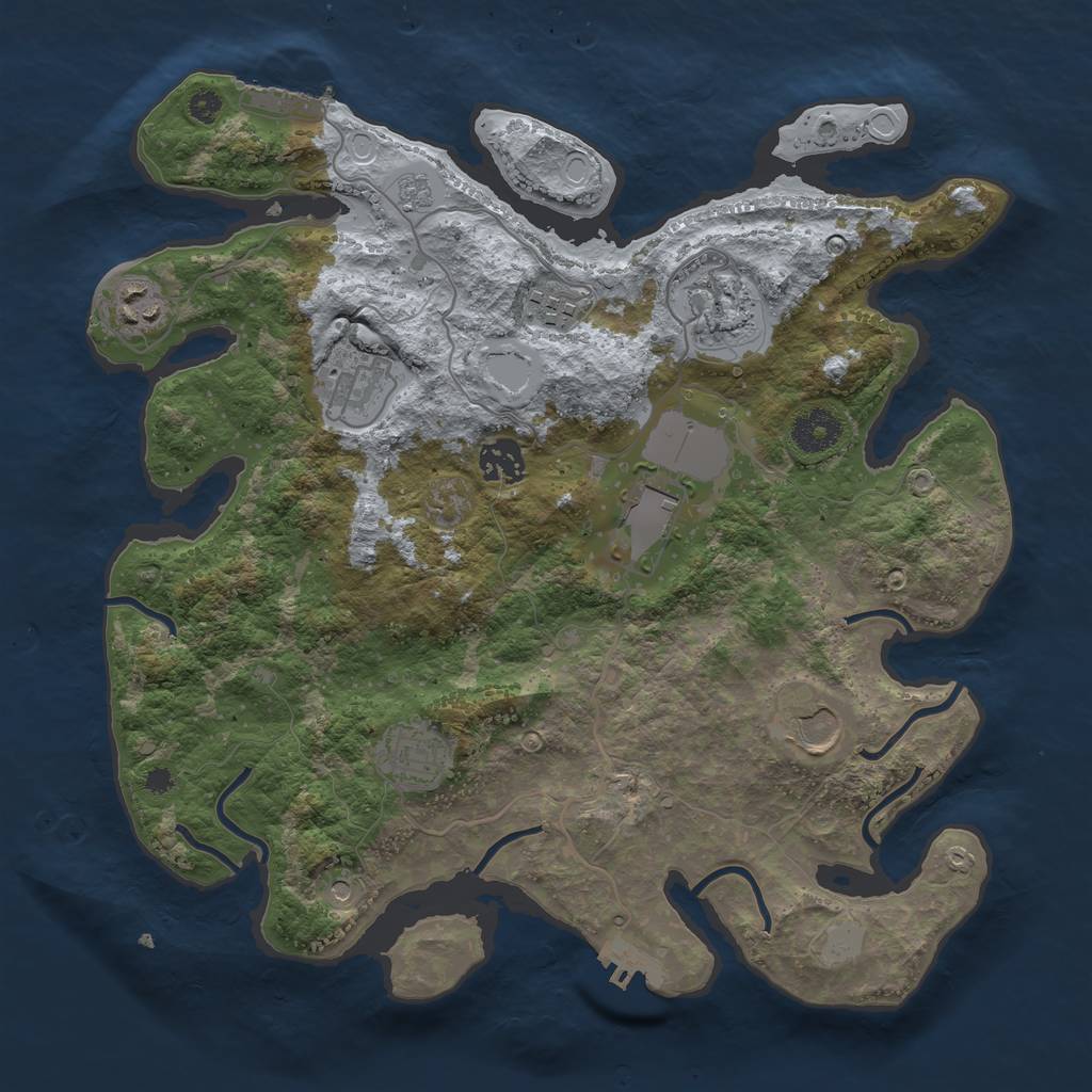 Rust Map: Procedural Map, Size: 3500, Seed: 41505741, 17 Monuments