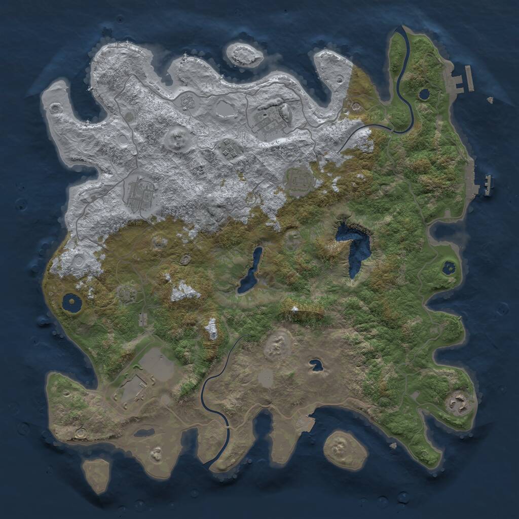 Rust Map: Procedural Map, Size: 4000, Seed: 1866910634, 12 Monuments