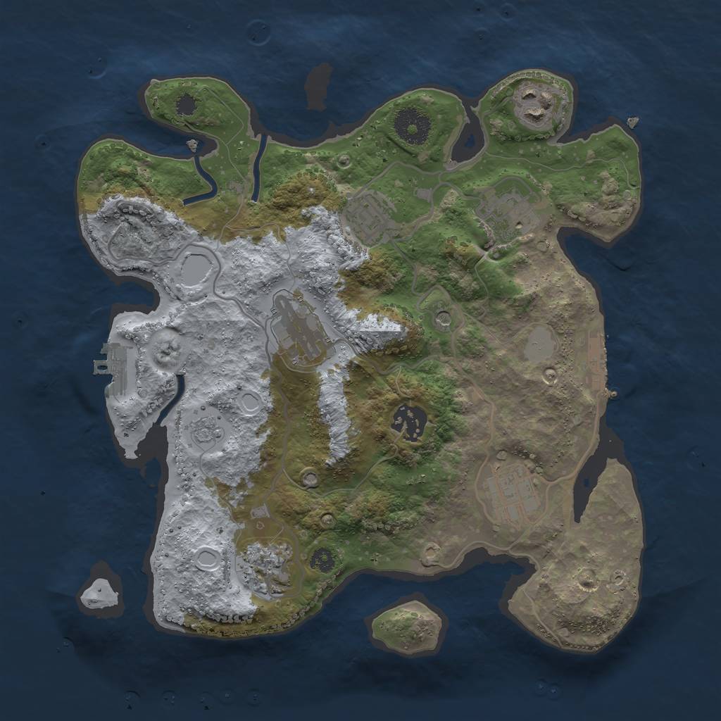 Rust Map: Procedural Map, Size: 3000, Seed: 395748180, 14 Monuments
