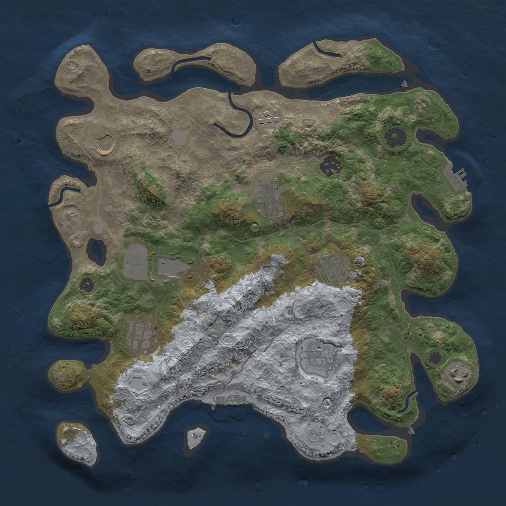 Rust Map: Procedural Map, Size: 3700, Seed: 120, 18 Monuments