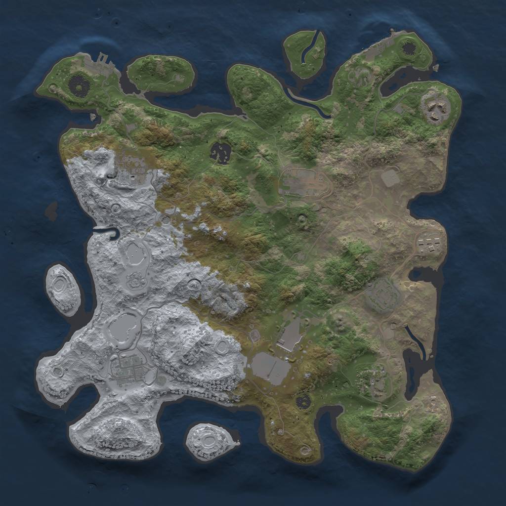 Rust Map: Procedural Map, Size: 3500, Seed: 42222156, 18 Monuments