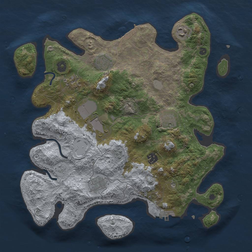 Rust Map: Procedural Map, Size: 3500, Seed: 76791929, 17 Monuments