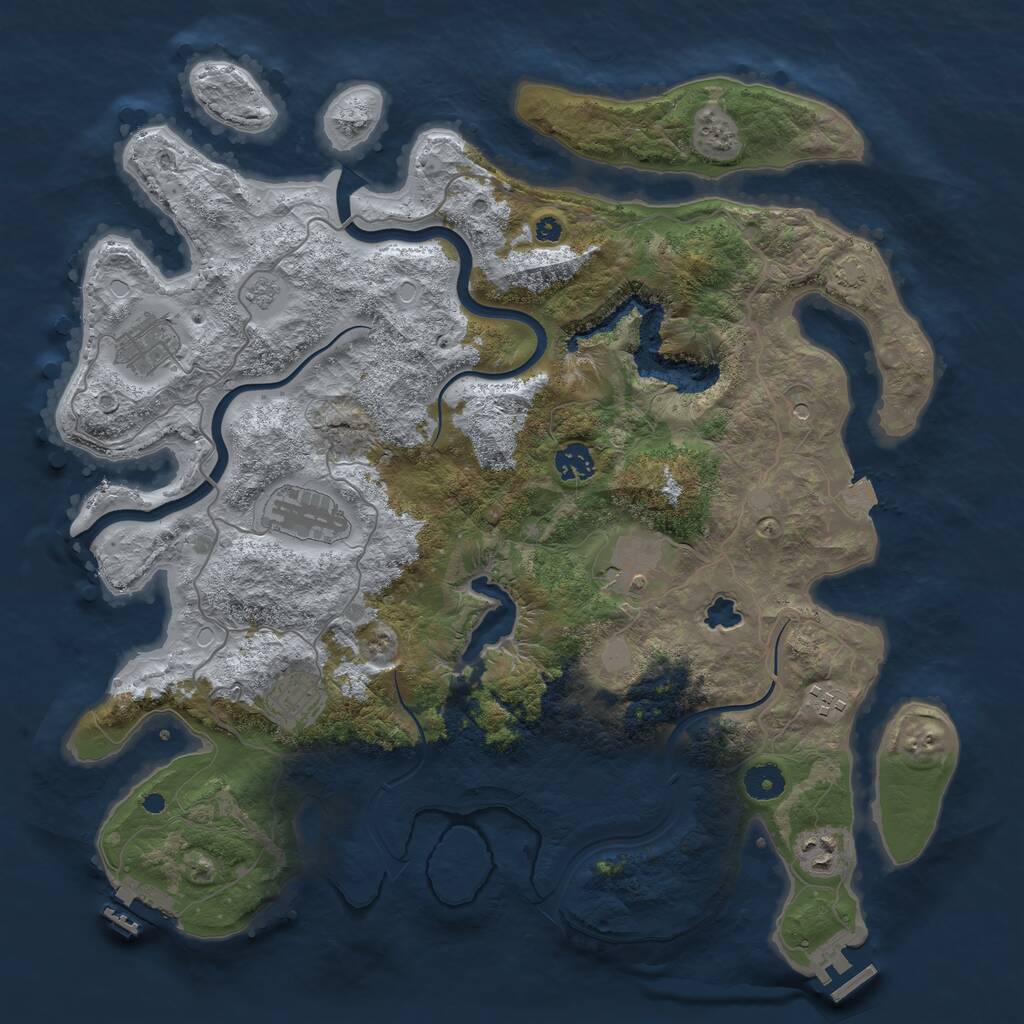 Rust Map: Procedural Map, Size: 4000, Seed: 55185, 13 Monuments