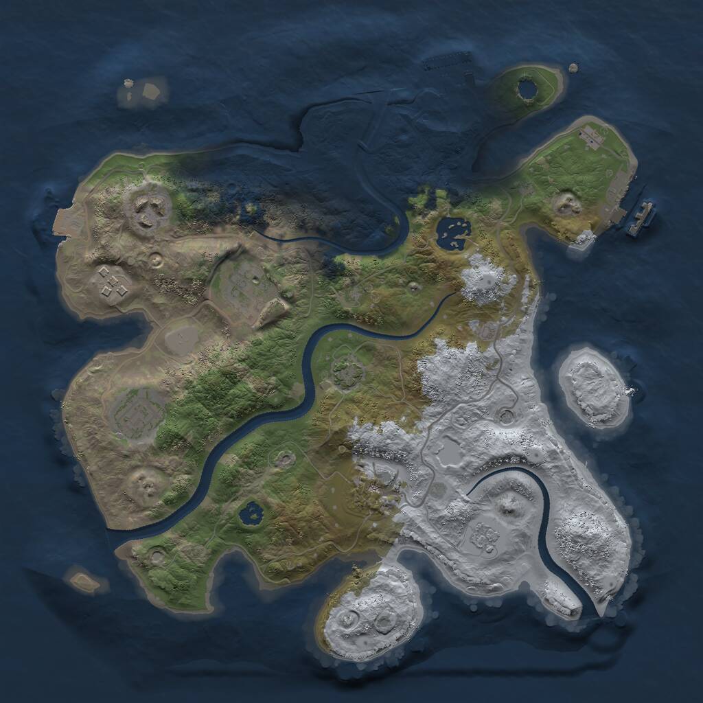 Rust Map: Procedural Map, Size: 3000, Seed: 861702336, 12 Monuments