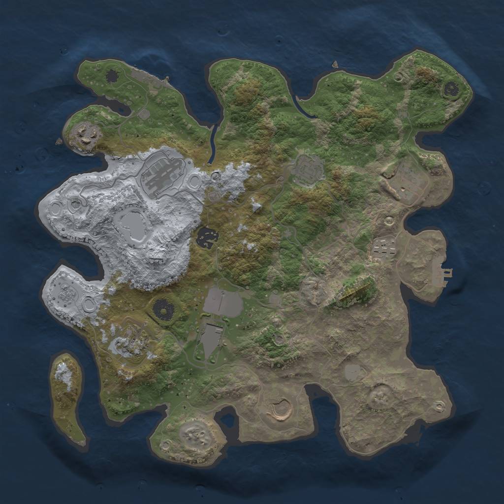 Rust Map: Procedural Map, Size: 3500, Seed: 712873, 18 Monuments