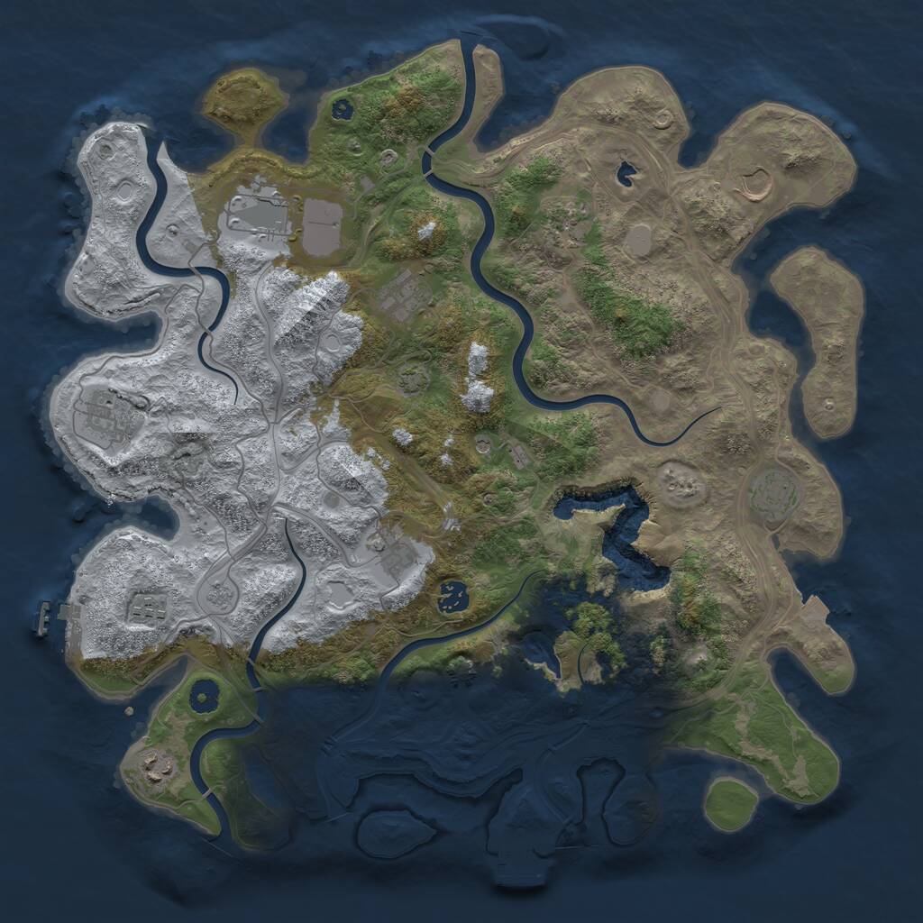 Rust Map: Procedural Map, Size: 4250, Seed: 7705, 16 Monuments