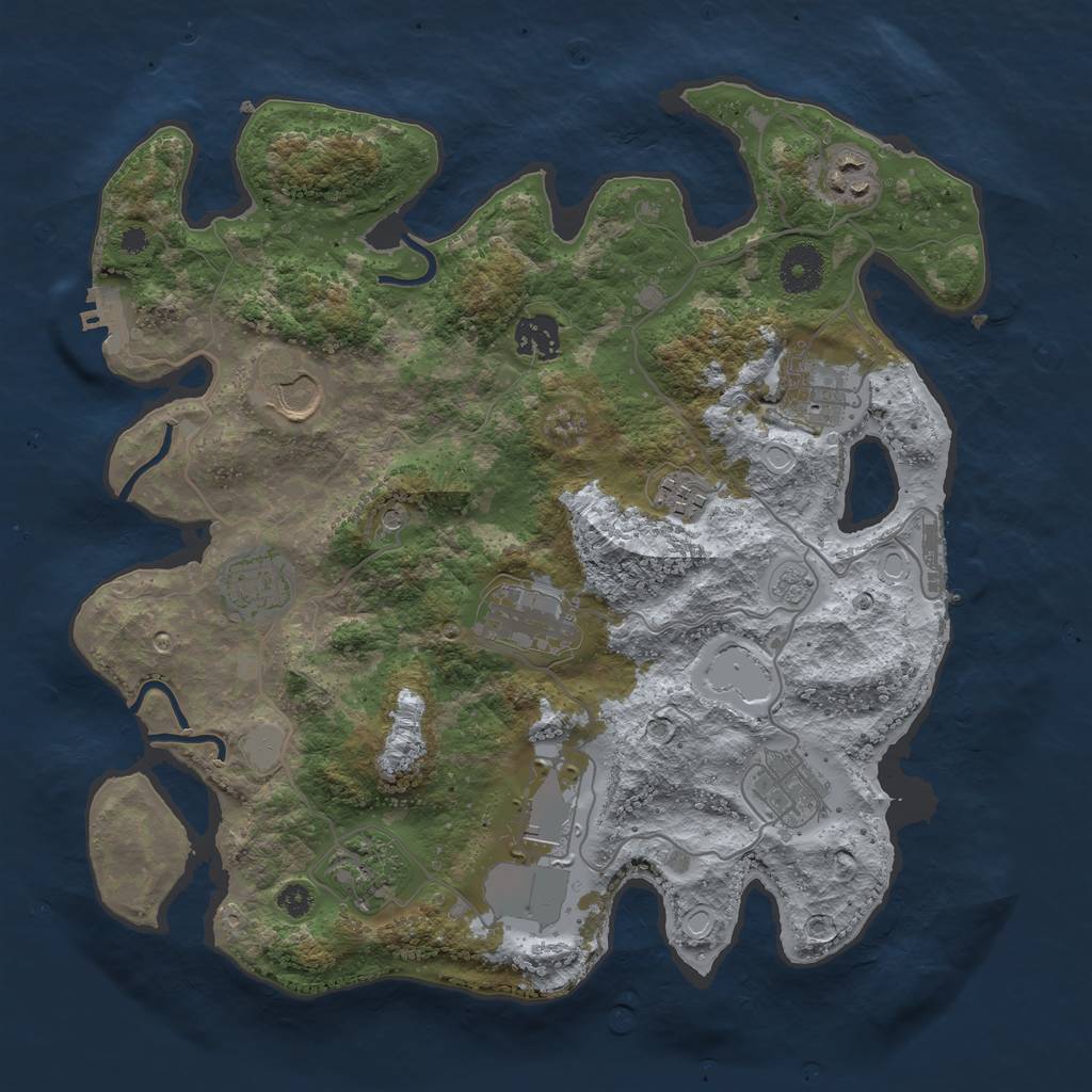 Rust Map: Procedural Map, Size: 3500, Seed: 30963752, 19 Monuments