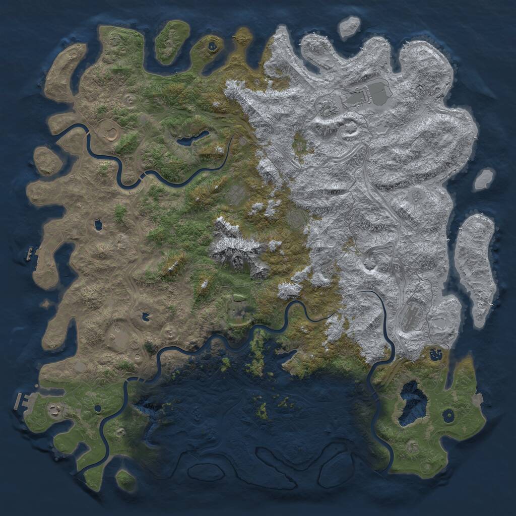 Rust Map: Procedural Map, Size: 6000, Seed: 786145327, 17 Monuments