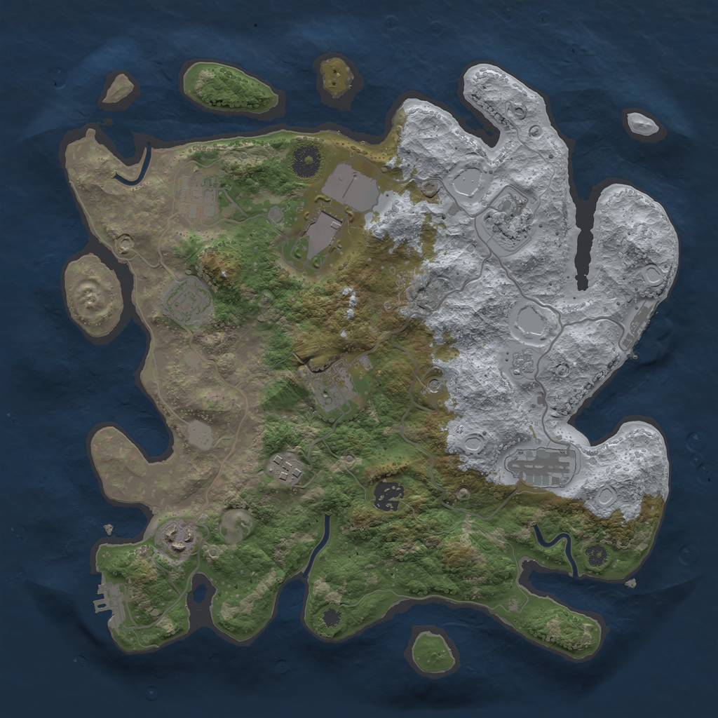Rust Map: Procedural Map, Size: 3500, Seed: 19986175, 18 Monuments