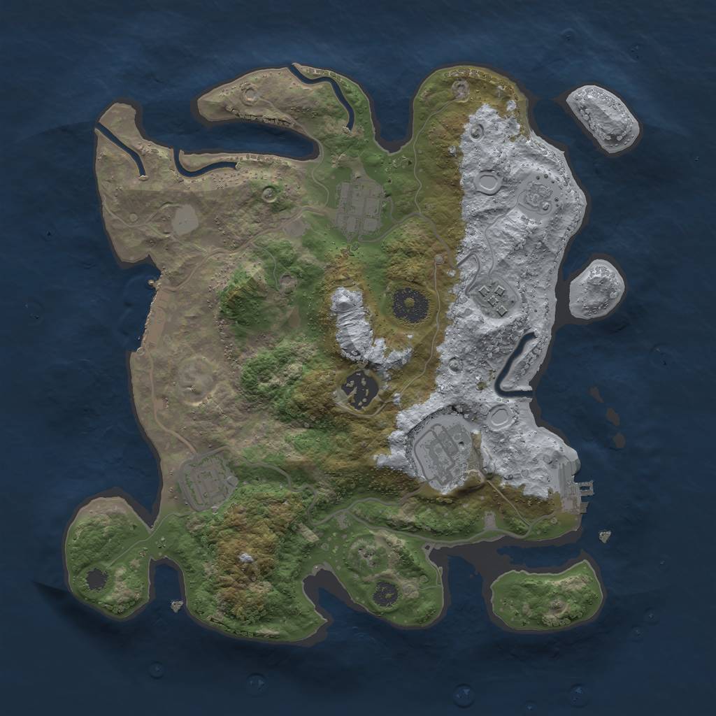 Rust Map: Procedural Map, Size: 3000, Seed: 977517818, 11 Monuments