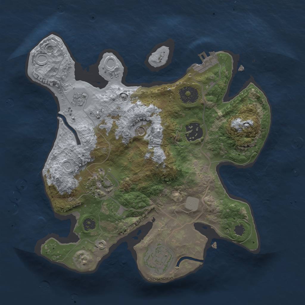 Rust Map: Procedural Map, Size: 2500, Seed: 55409357, 11 Monuments