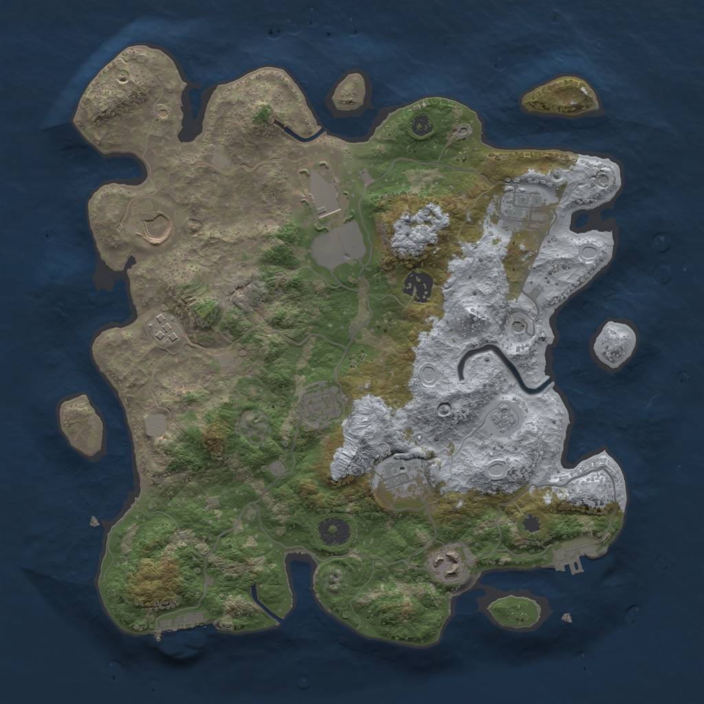 Rust Map: Procedural Map, Size: 3500, Seed: 312612, 17 Monuments