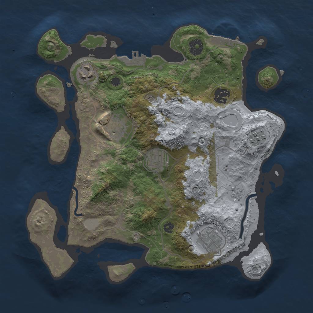 Rust Map: Procedural Map, Size: 3000, Seed: 128004439, 15 Monuments