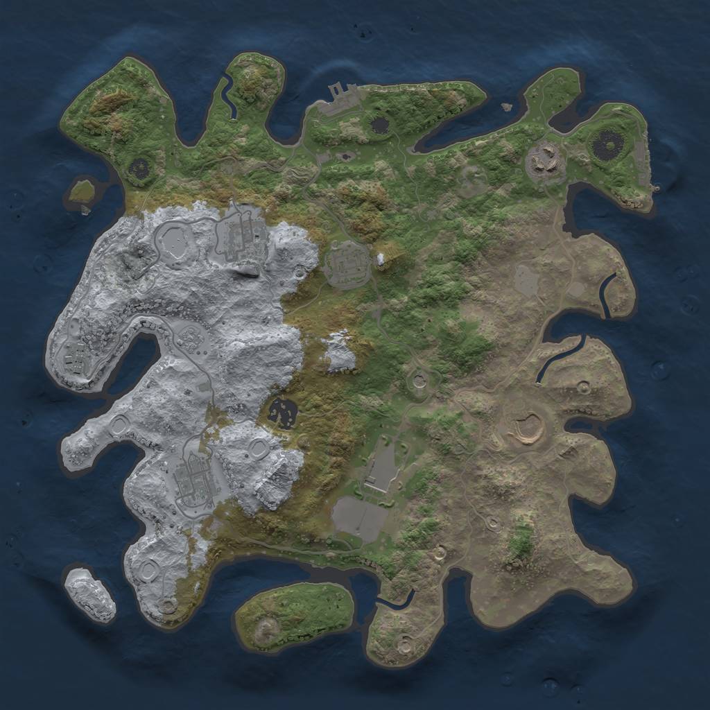 Rust Map: Procedural Map, Size: 3500, Seed: 64718332, 17 Monuments